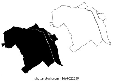 Nancy City (French Republic, France) map vector illustration, scribble sketch City of Nancy map