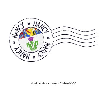 Nancy city grunge postal rubber stamp against white background