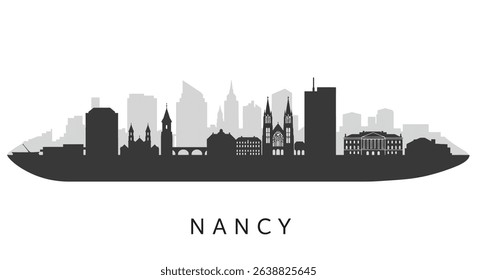 Nancy Skyline Silhouette with France, and Cityscape.