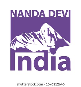 Nanda Devi, the second highest mountain in India after Kangchenjunga - climbing, trekking, hiking, mountaineering and other extreme activities template, vector