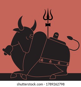 Nandi the bull of lord shiva with shiva lingam 