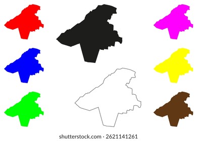 Cidade de Nandyal (República da Índia, Estado de Andhra Pradesh) mapa ilustração vetorial, esboço de rabisco Nandyala ou mapa de Nandi-Aalayam