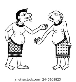 Nang talung - Thai traditional shadow puppet in southern of thailand. Black and white Thai shadow play vector