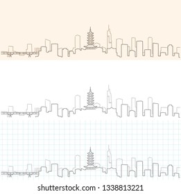Nanjing Hand Drawn Skyline