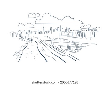 Nanjing JS Jiangsu province China vector sketch city illustration line art sketch