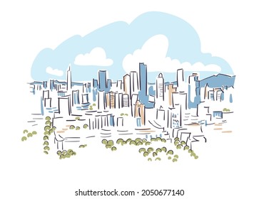 Nanjing JS Jiangsu province China vector sketch city illustration line art sketch