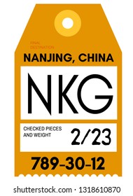 Nanjing realistically looking airport luggage tag