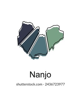 Nanjo City High detailed vector map of Japan prefecture, logotype element for template