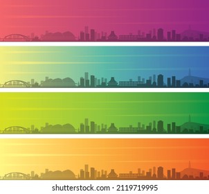 Nanning Multiple Color Gradient Skyline Banner