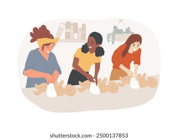 Nanny course isolated cartoon vector illustrations. Group of students learn how to work with babies, professional nanny, educational process, vocational school, technical skills vector cartoon.