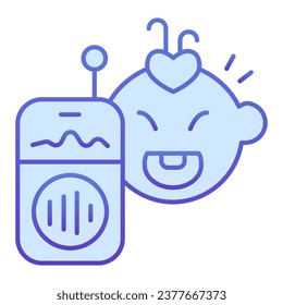 Nanny radio and a baby gradient line icon. Baby-radio and crying kid outline style pictogram on white background. Maternity devices signs for mobile concept and web design. Vector graphics
