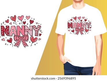 "Nanny Valentine Coquette Bow Doodle T-Shirt 