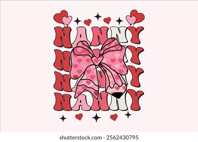 Nanny Valentine Pencil Coquette Bow EPS T-shirt Design