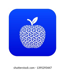 Nano apple icon blue vector isolated on white background