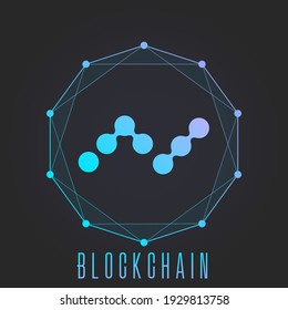 Concepto de Nano blockchain. Logo de gradiente colorido aislado en el fondo oscuro.