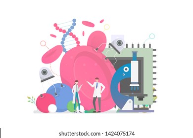 Nano Blood Cell Technology Vector Concept Illustration, Suitable for web landing page, ui, mobile app, editorial design, flyer, banner, and other related occasion