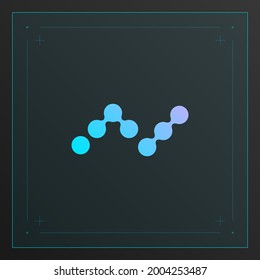 Nano cryptocurrency colorful gradient logo with thin line decoration. Isolated on dark background.
