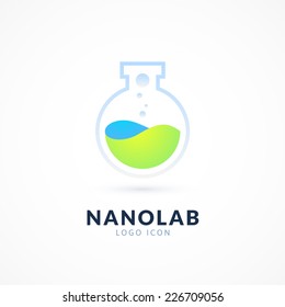 Nano Lab Logo Template, Vector Science Icon