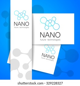 Nano logo - nanotechnology. Template design of logo. Vector presentation.