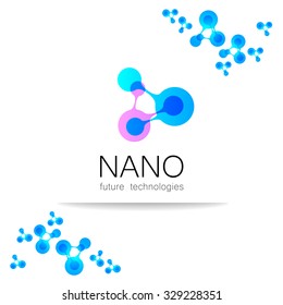 Nano logo - nanotechnology. Template design of logo. Vector presentation.