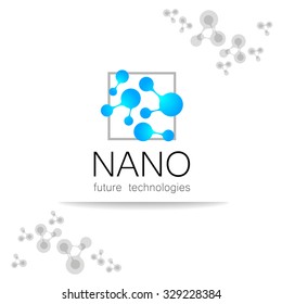 Nano Logo - Nanotechnology. Template Design Of Logo. Vector Presentation.