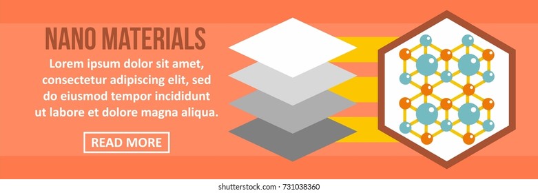 Nano materials banner horizontal concept. Flat illustration of nano materials banner horizontal vector concept for web design