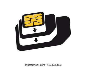 Nano to Micro, Micro to Normal SIM Kartenadapter Symbol. Telefonsim-Card-Konvertersymbol.