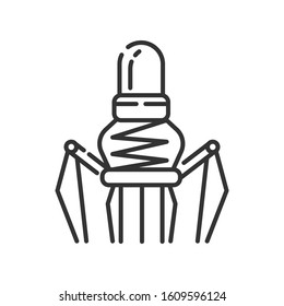 Nano robot black line icon. Medical device. Bioengineering. Innovation in technology. Sign for web page, app. UI UX GUI design element. Editable stroke.