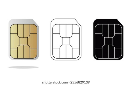 Nano sim cad icon set. Vector illustration.