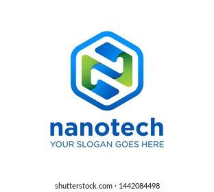 NANO TECH ATOMIC ICON CHEMICAL LOGO LETTER N