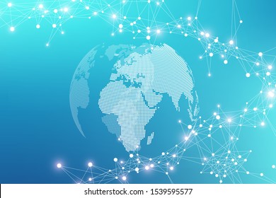 Nano technologies abstract background. Cyber technology concept. Artificial Intelligence, virtual reality bionics robotics global network microprocessor nano robots. Vector illustration, banner.