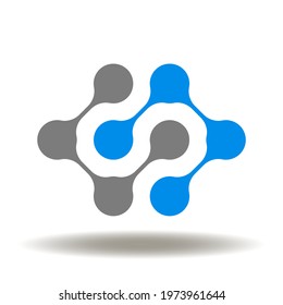 Nano Technology Conceptual Symbol. Molecule Atom Structure Lab Science Tech Research Vector Icon.
