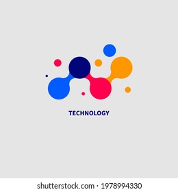 Símbolo de tecnología nano. Formas abstractas conectadas. Logo de la ciencia. Icono científico.