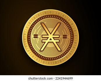 Nano (XNO) crypto currency symbol and logo on gold coin. Virtual money concept token based on blockchain technology. 