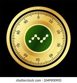 Nano (XRB) cryptocurrency safe lock. Eps10 vector illustration isolated on black background.