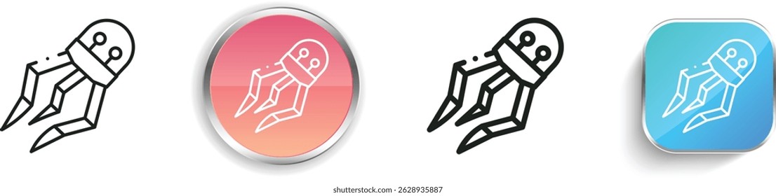 Nanobot-Symbol. Design mit dünnen Linien, regelmäßigen Linien und Schaltflächen einzeln auf weißem Hintergrund