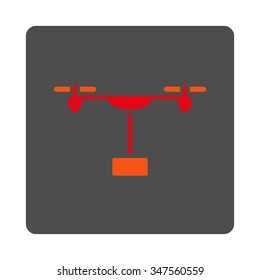 Nanocopter Delivery vector icon. Style is flat rounded square silver button with red symbol, white background.