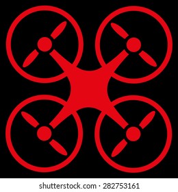 Nanocopter icon from Business Bicolor Set. Collection style: flat symbols, red color, rounded angles, black background.