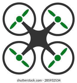 Nanocopter icon from Business Bicolor Set. Vector style: flat bicolor symbols, green and gray colors, rounded angles, white background.