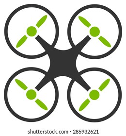 Nanocopter icon from Business Bicolor Set. Vector style: flat bicolor symbols, eco green and gray colors, rounded angles, white background.