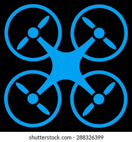 Nanocopter icon from Business Bicolor Set. Vector style: flat symbols, blue color, rounded angles, black background.