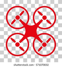 Nanocopter icon. Vector illustration style is flat iconic symbol, red color, transparent background. Designed for web and software interfaces.