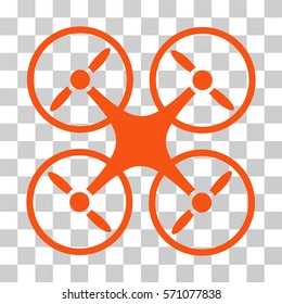 Nanocopter icon. Vector illustration style is flat iconic symbol, orange color, transparent background. Designed for web and software interfaces.