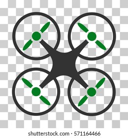 Nanocopter icon. Vector illustration style is flat iconic bicolor symbol, green and gray colors, transparent background. Designed for web and software interfaces.