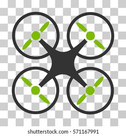 Nanocopter icon. Vector illustration style is flat iconic bicolor symbol, eco green and gray colors, transparent background. Designed for web and software interfaces.