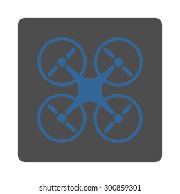 Nanocopter icon. Vector style is cobalt and gray colors, flat rounded square button on a white background.