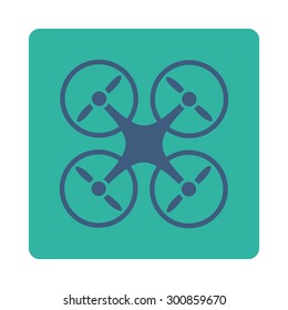 Nanocopter icon. Vector style is cobalt and cyan colors, flat rounded square button on a white background.