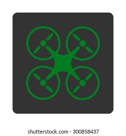 Nanocopter icon. Vector style is green and gray colors, flat rounded square button on a white background.