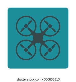 Nanocopter icon. Vector style is soft blue colors, flat rounded square button on a white background.