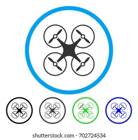 Nanocopter rounded icon. Vector illustration style is a flat iconic symbol inside a circle, black, grey, blue, green versions. Designed for web and software interfaces.